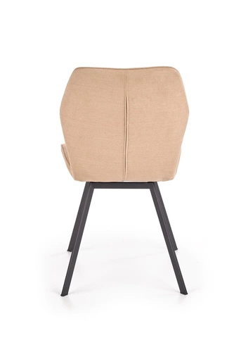 Krzesło tapicerowane Vermont beżowe do jadalni i salonu nowoczesne z czarnymi nogami Intesi