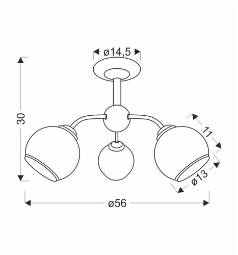 Lampa sufitowa Marinen czarny 3x40W E27 klosz biały z obwódką