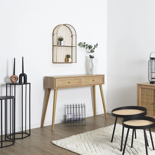 Konsola Bali rattanowa z szufladami do przedpokoju i salonu w stylu boho 