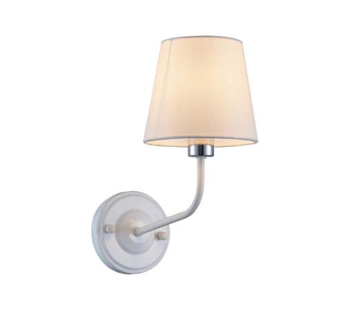 Kinkiet ścienny York biały glamour z tkaninowym kloszem do sypialni i salonu Ledea