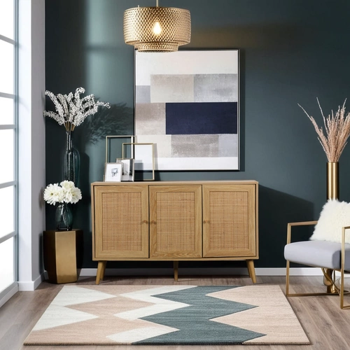 Komoda Ballo drewniana boho z rattanowymi frontami na nóżkach 115 cm do salonu Intesi