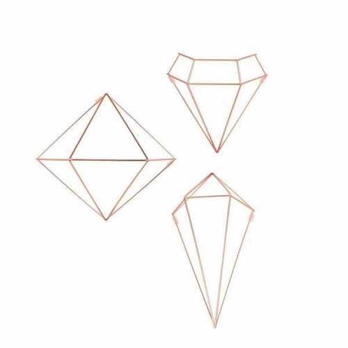 Prisma Cooper nowoczesna metalowa dekoracja ścienna geometryczna Umbra do salonu miedziana 25 cm