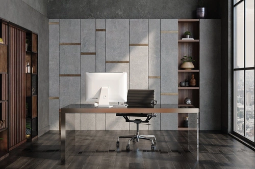 Fotel biurowy CH1171 PREMIUM inspirowany EA117 skóra, chrom czarny