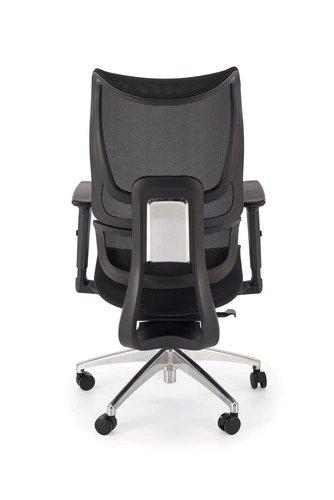 Ergonomiczny fotel biurowy Percas czarny siatkowy obrotowy z regulacją Intesi do biura