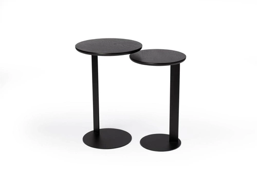 Stolik kawowy ODEN 300 okrągły czarny dąb nowoczesny loftowy do salonu i sypialni