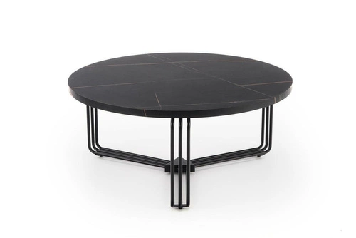 Stolik kawowy Lintica okrągły 80 cm czarny marmur nowoczesny loft do salonu Intesi