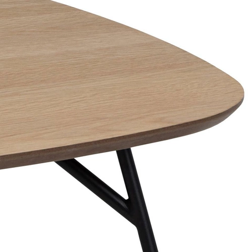 Stolik kawowy Caracas kwadratowy 90x90 cm dębowy loftowy do salonu na czarnej stalowej podstawie