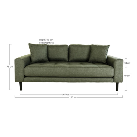 Sofa Lido 2,5 oliwkowa zieleń/ nogi czarne
