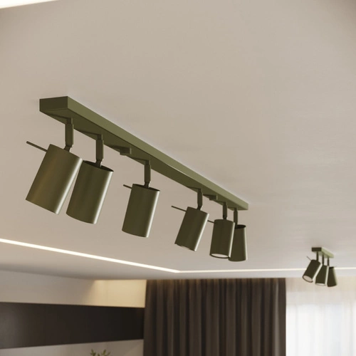 Plafon sufitowy nowoczesny RING 2 zielony oliwkowy stalowy do salonu i sypialni SOLLUX