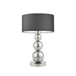 Lampka nocna HONOLULU nowoczesna z grafitowym abażurem i srebrnym stelażem do sypialni