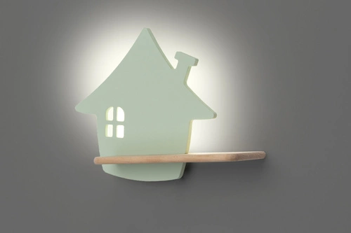 Kinkiet ścienny House LED miętowy drewniany do pokoju dziecięcego 4W 4000K CANDELLUX