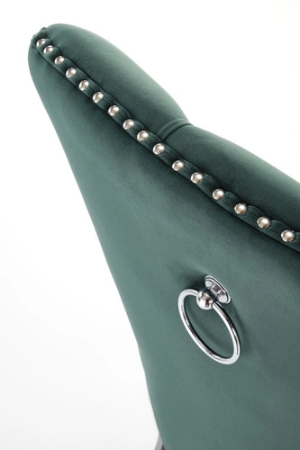 Krzesło tapicerowane welurowe Charlotte Intesi zielone do jadalni nowoczesne z drewnianymi nogami