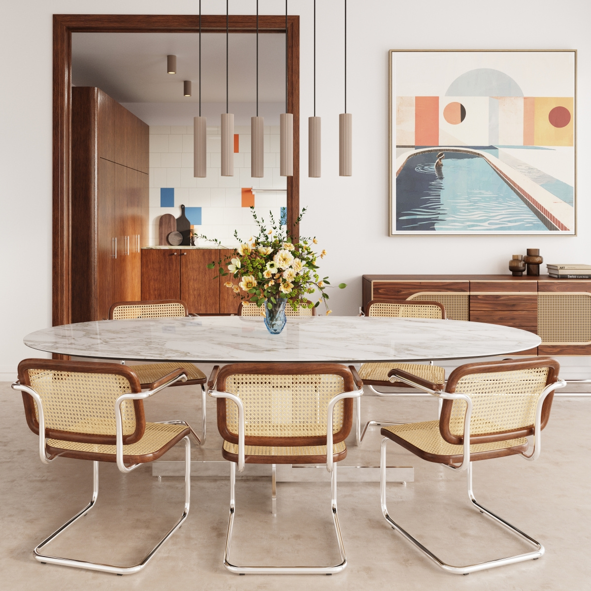 Lampa wisząca LED IVAR taupe tuba do salonu i nad wyspę kuchenną