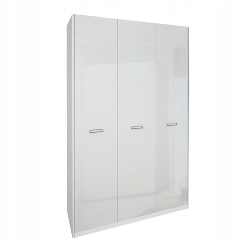 Szafa 3-drzwiowa Bella biały połysk nowoczesna z półkami i drążkiem do sypialni 