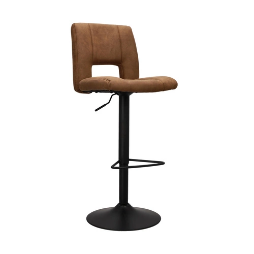 Hoker z oparciem Sylvia brązowy regulowany obrotowy nowoczesny do kuchni i jadalni Actona