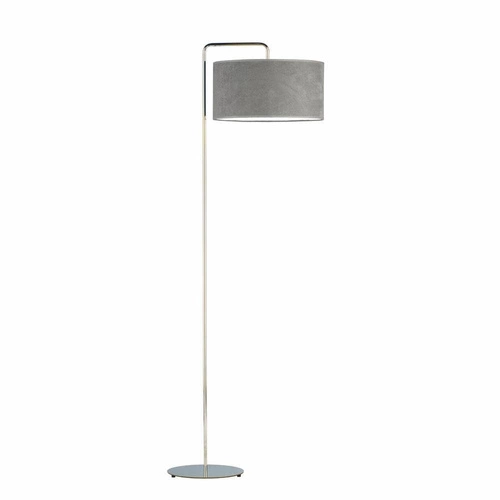Lampa stojąca do salonu BOLIVIA szara welurowa nowoczesna z abażurem glamour Lysne
