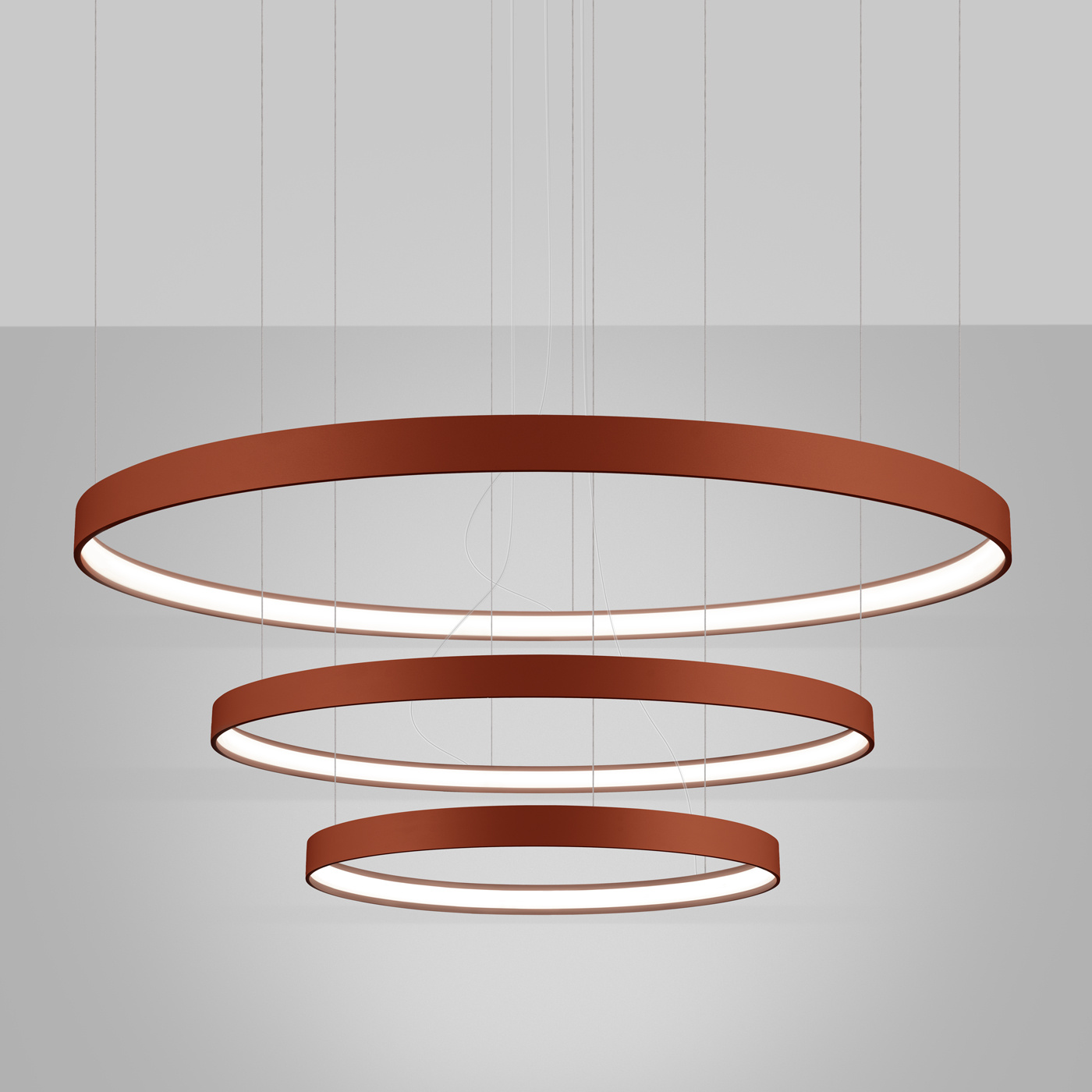 Żyrandol LED RIO 3 czerwony nowoczesny regulowany do salonu kuchni lub nad stół 110 cm