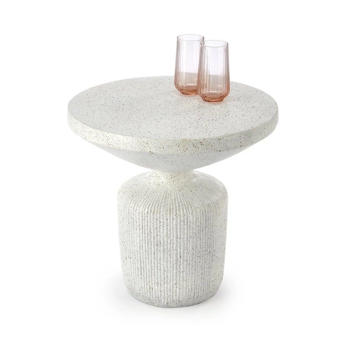 Stolik kawowy okrągły Farra L Intesi biały nowoczesny do salonu 54 cm