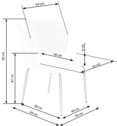 Krzesło do jadalni tapicerowane Leonore boucle kremowe ze złotymi nogami Intesi eleganckie