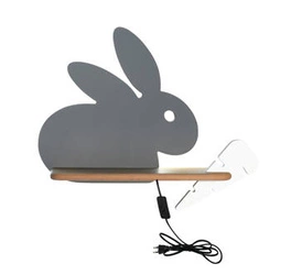 Kinkiet ścienny LED Rabbit szary drewniany do pokoju dziecięcego z przewodem CANDELLUX