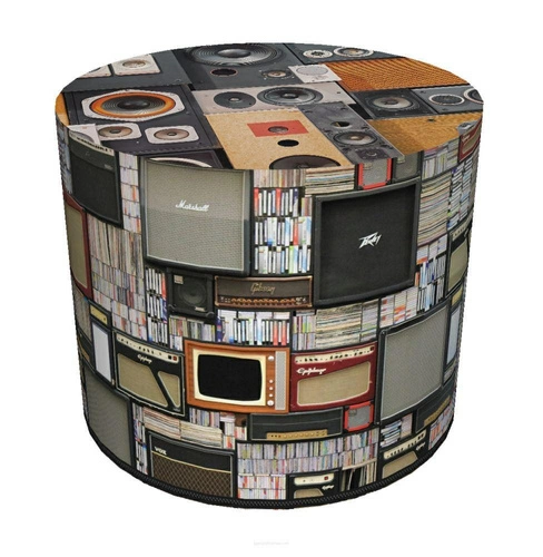 Pufa okrągła PRL Intesi multikolor nowoczesna tapicerowana do salonu i sypialni 40 cm