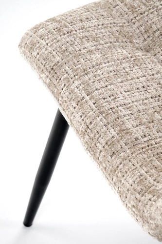 Krzesło tapicerowane Pilew beżowe do jadalni nowoczesne z oparciem na czarnych nogach Intesi