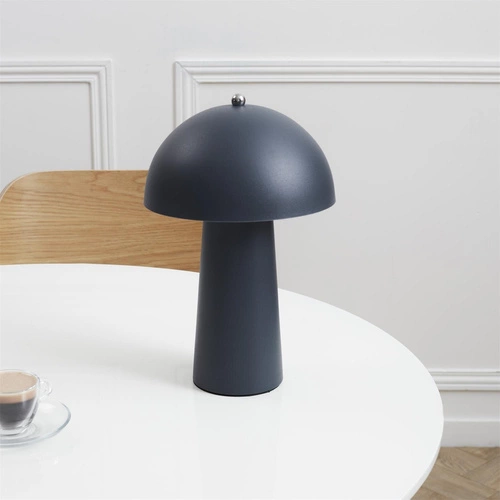 Nowoczesna lampka nocna Mushroom czarna do sypialni i biura Intesi minimalistyczna 32 cm