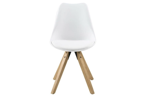 Krzesło do jadalni Dima białe z tworzywa i drewna dąb Actona łatwe w czyszczeniu skandynawskie