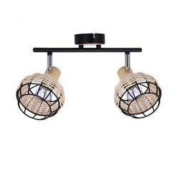 Lampa sufitowa Tajga listwa czarny+drewniany 2x40W E14 klosz czarny+drewniany
