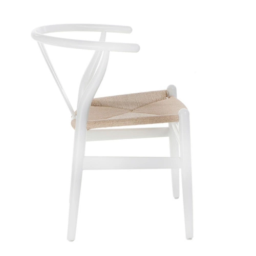 Krzesło drewniane Wicker D2.DESIGN białe do jadalni i kuchni w stylu prowansalskim