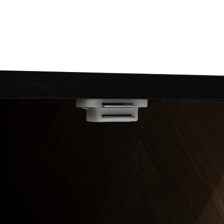 Szafka RTV Chevrons 120 cm czarna z efektem drewna nowoczesna stojąca do salonu Atmosphera