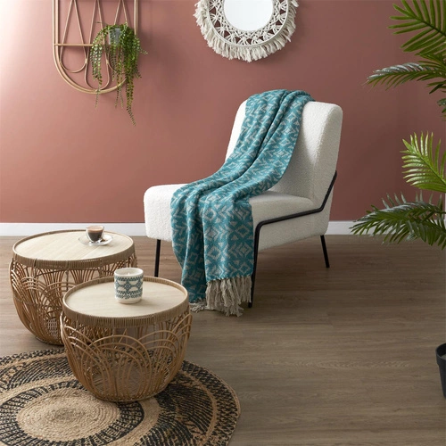 Nowoczesna narzuta bawełniana Vanir morska 150x200 cm na łóżko do sypialni Intesi