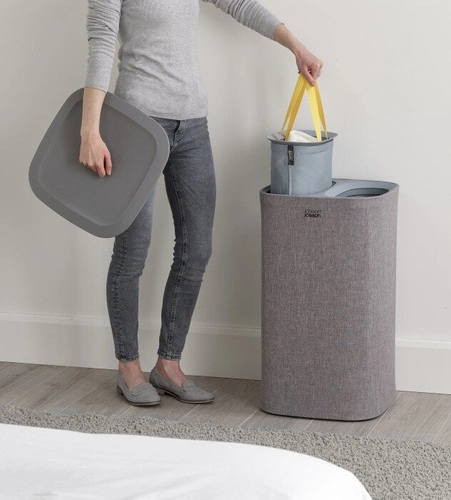 Joseph Joseph Tota nowoczesny kosz na pranie 60l dwukomorowy do łazienki szary
