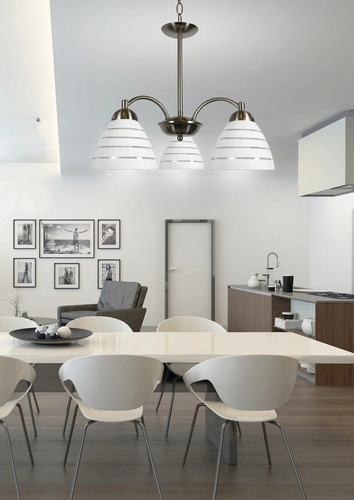 Lampa wisząca Uli klasyczna szklana biała 3-punktowa do salonu i jadalni CANDELLUX