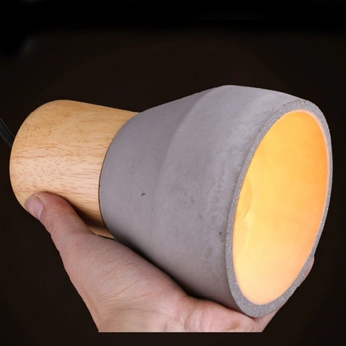 Lampa wisząca betonowa CONCRETE szara z drewnem regulowana do jadalni nad stół 12 cm