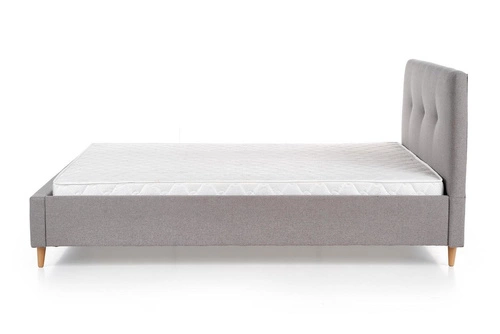 Łóżko tapicerowane Dori 160x200 szare do sypialni nowoczesne z oparciem Intesi