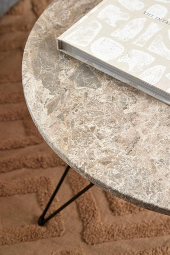 Stolik kawowy Prunus okrągły 80 cm marmurowy szary nowoczesny loft do salonu Actona