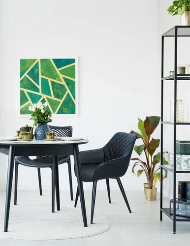 Krzesło tapicerowane Rox czarne ekoskóra z podłokietnikami do jadalni i kuchni Intesi