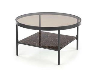 Stolik kawowy Vivaldi okrągły 80 cm szklany dymiony industrialny do salonu Intesi