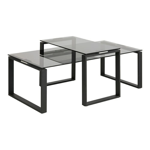 Zestaw 2 szklanych stolików kawowych Katrine glamour prostokątny do salonu Actona
