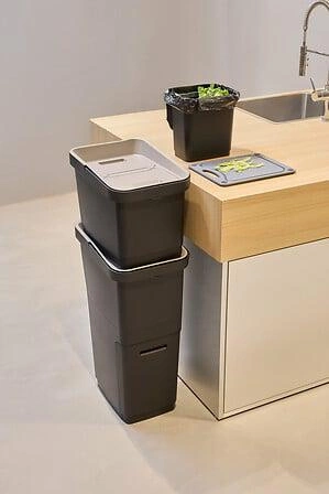 Kosz do segregacji śmieci 36L Slow czarny szary plastikowy do kuchni i biura 5five