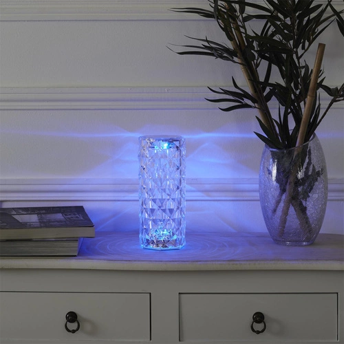 Lampka nocna LED Crystal Intesi glamour z pilotem 12 kolorów do sypialni i salonu 21,5 cm