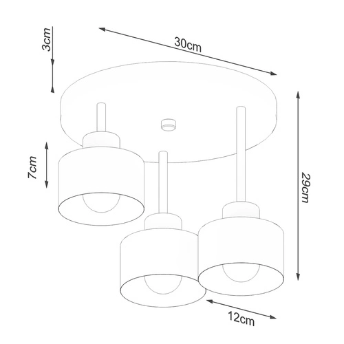 Plafon sufitowy SAVAR 3 czarny nowoczesny metalowy do salonu i kuchni E27 3-punktowy