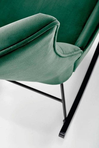 Fotel bujany Topar welurowy do salonu nowoczesny skandynawski ciemnozielony Intesi