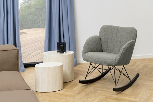 Zestaw owalnych stolików kawowych Mice 2w1 do salonu trawertyn nowoczesny beżowy glamour