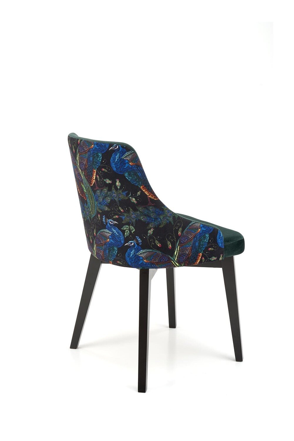 Krzesło do jadalni Arkansas Intesi zielone tapicerowane welur nowoczesne z drewnianymi nogami