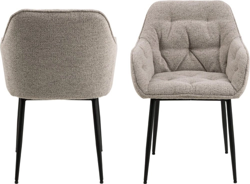 Krzesło tapicerowane Brooke beżowe do jadalni i salonu nowoczesne z podłokietnikami Actona