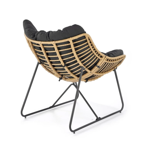 Fotel wypoczynkowy Vasari rattan na płozach boho do salonu czarno-naturalny technorattan