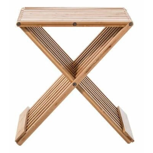 Stołek bambusowy składany 5five simply smart do salonu i przedpokoju, drewniany boho, naturalny