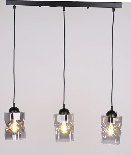 Lampa wisząca Felis czarna szklana 3-punktowa regulowana do kuchni i nad stół